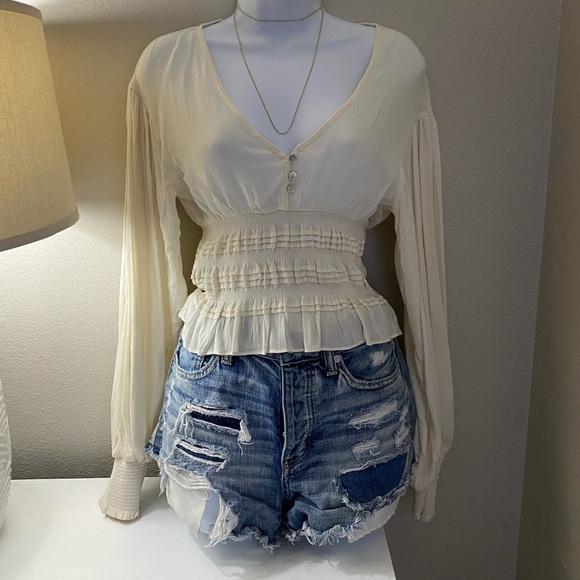 Amaryllis Crop Smock Top - Picture 1 of 5